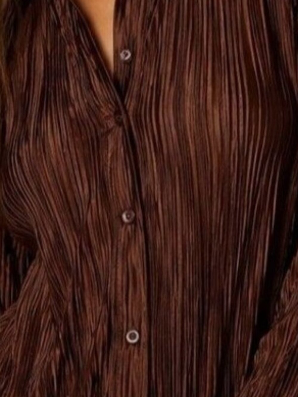 Women's Size M Satin Pleated Shirt Dress Chocolate Brown Old Money
